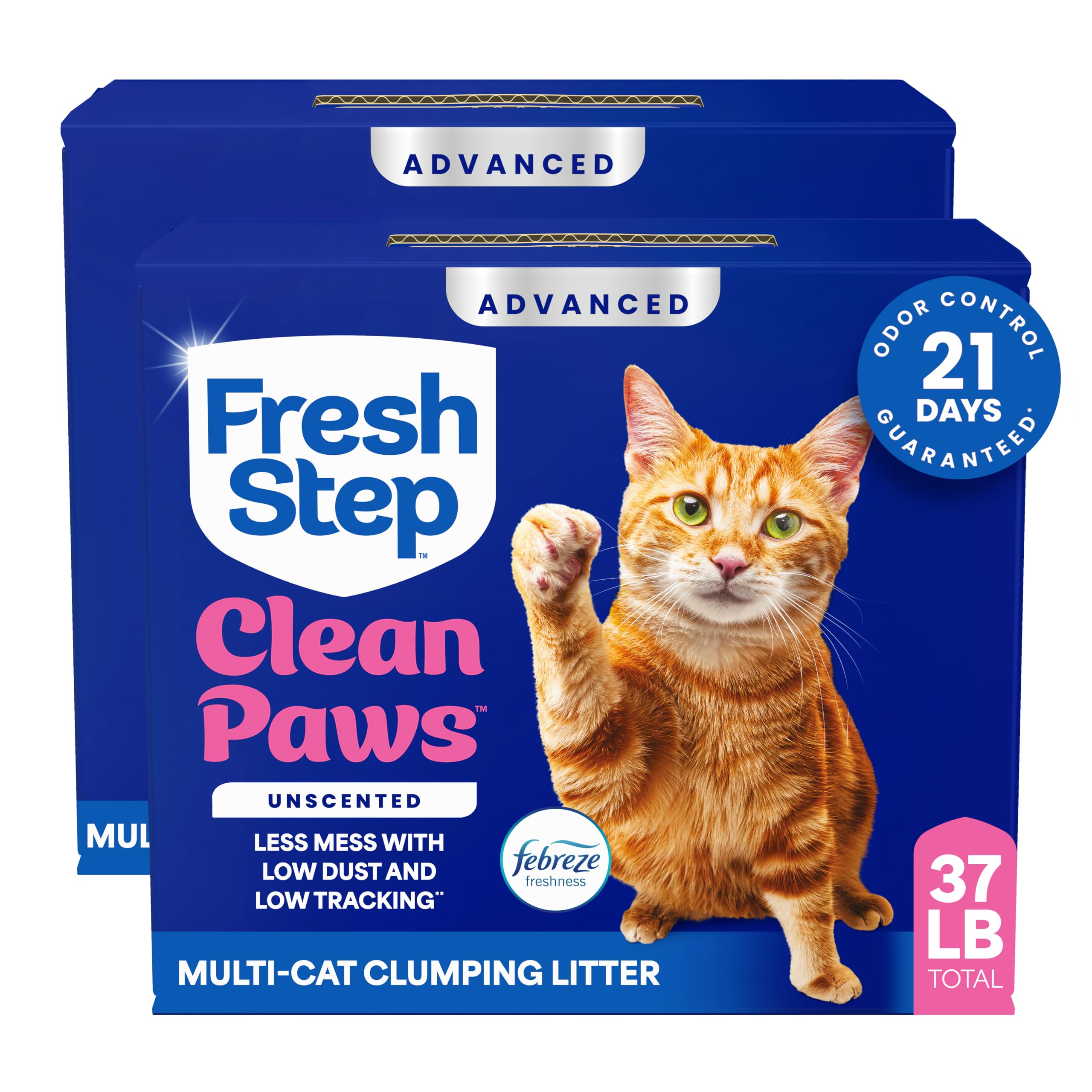 Fresh Step Advanced Clean Paws Multi Cat Clumping Cat Litter, 18.5 lb, 2 Pk | Lo