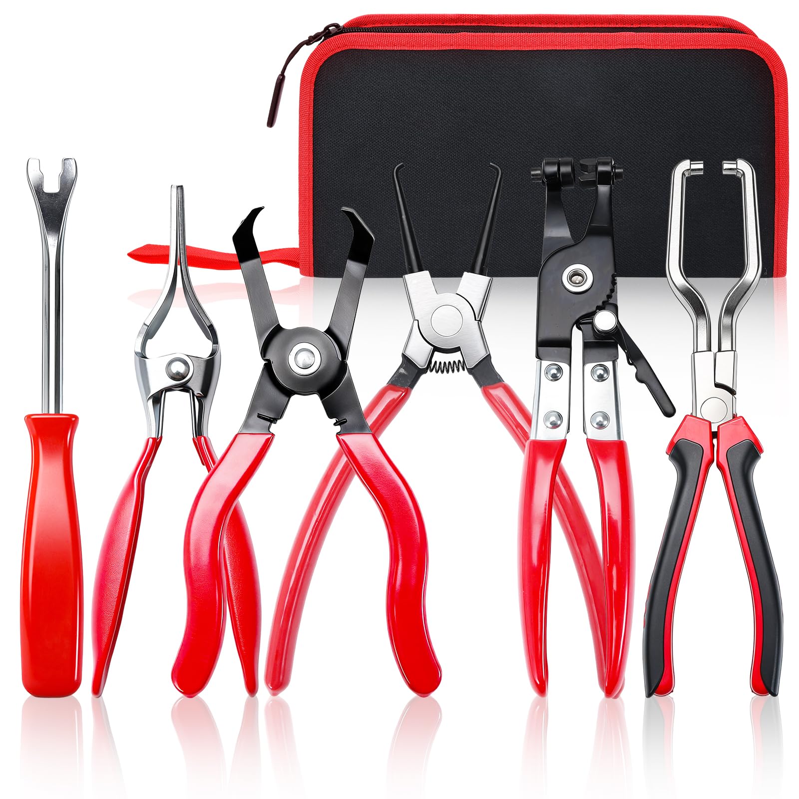 6PCS Fuel Line Pliers Set, Hose Clamp Pliers, Long Fuel Filter Caliper Hose Remo