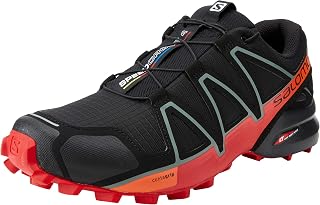 Salomon Men's Speedcross 4 Hiking Shoes, Black Black Goji Berry Red Orange, 46 2/3 EU