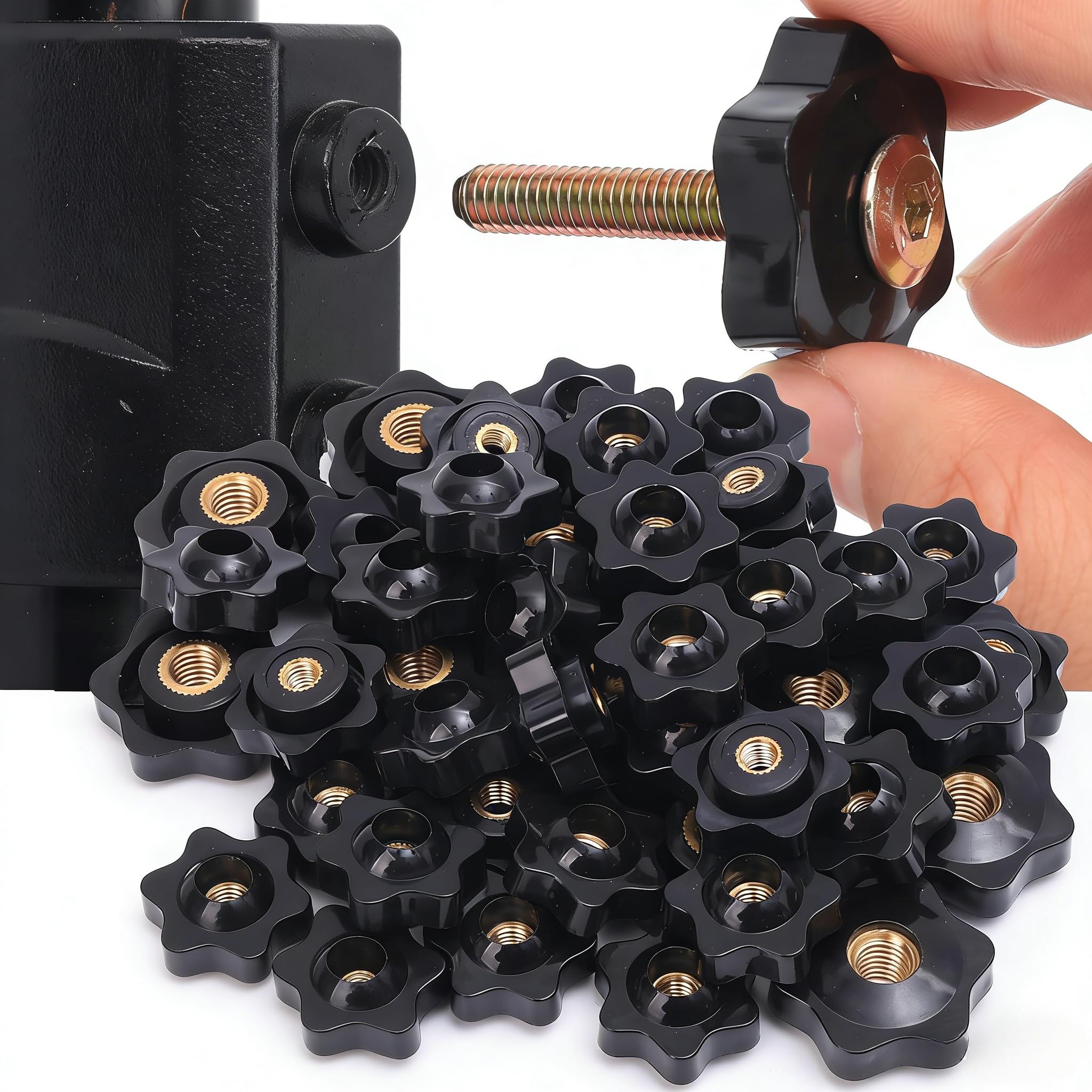 5pcs Hand Tied Copper Nuts Plum Blossom Handle Nuts Home Fastener Accessories (M