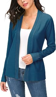 EXCHIC Women's Casual Long Sleeves V-Neck Open Front Knit Cardigan