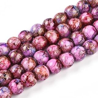 100pcs 8mm Matte Glass Round Beads Oven Painted Glass Loose Beads for DIY Earring Necklace Bracelet Jewelry Crafts Hole:1.2mm Camellia
