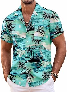 COOFANDY Mens Hawaiian Shirt Short Sleeve Floral Button Down Shirts Tropical Summer Beach Shirts Camp Collar Shirt