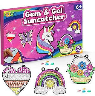 ZIZZ Diamond Window Art Suncatcher Kits for Kid 5PCS Gem Painting Crafts