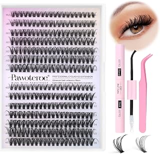 Pawotence Lash Extension Kit DIY 280pcs Lash Clusters Eyelash Extension Kit, 9-16mm 30D 40D Individual Lashes Kit with Lash Bond and Seal, Lash Tweezers for Self Use (30D&40D, 0.07D, 9-16mm, Kit)