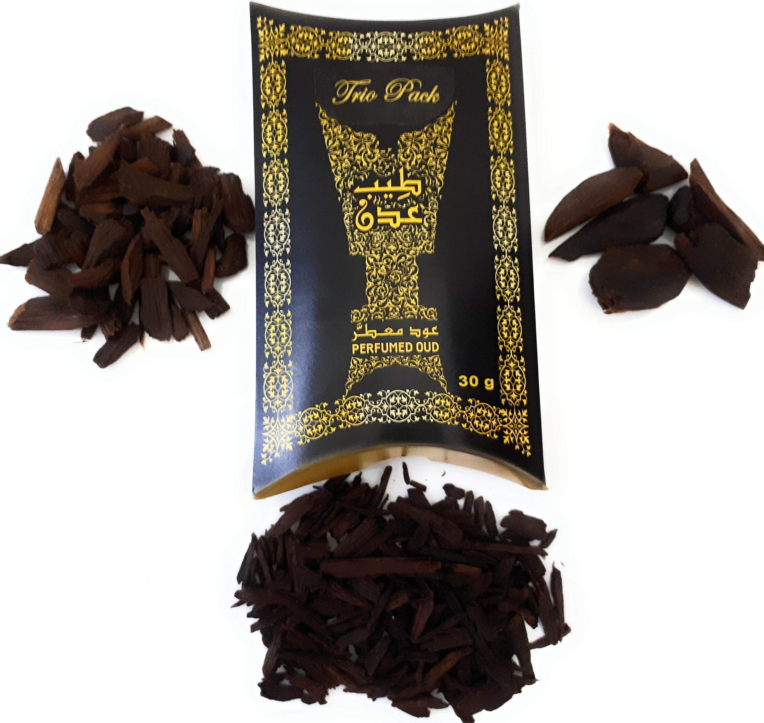 Trio Pack, (3 x 10 g), Perfumed Oud Incense, Bakhoor, Oud Muattar.