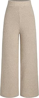 CIDER Lounge Pants Women Wide Leg Mid Waist Ribbed Knit Pants Casual Solid Warm Wool-Blend Sweatpants Fall Winter