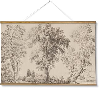 VIYYIEA Extra Large Canvas Wall Art - Vintage Tree Scroll, 36x54 Inch | Oversized Neutral Beige Rustic Nature Landscape Wall Hanging for Living Room, Bedroom, Study and Above Bed Decor