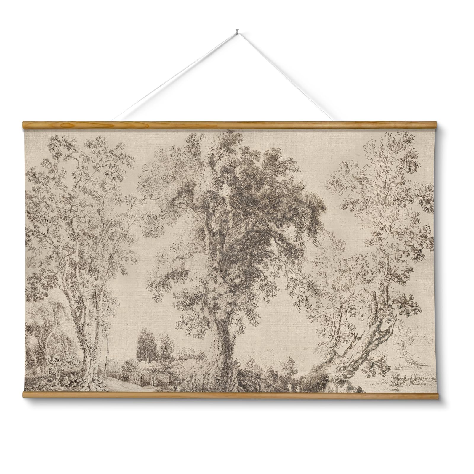 VIYYIEA Extra Large Canvas Wall Art - Vintage Tree Scroll, 36x54 Inch | Oversize
