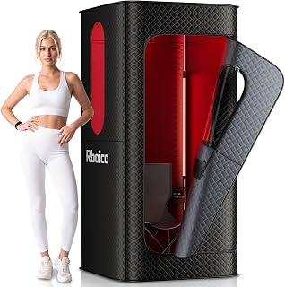 Rboico Portable Home Sauna, Dry Heat Sauna Box with Infrared Light | Foldable Chair Included for Relaxing Private Home Ourdoor Spa Experience, Steamer Pod, Indoor tent room