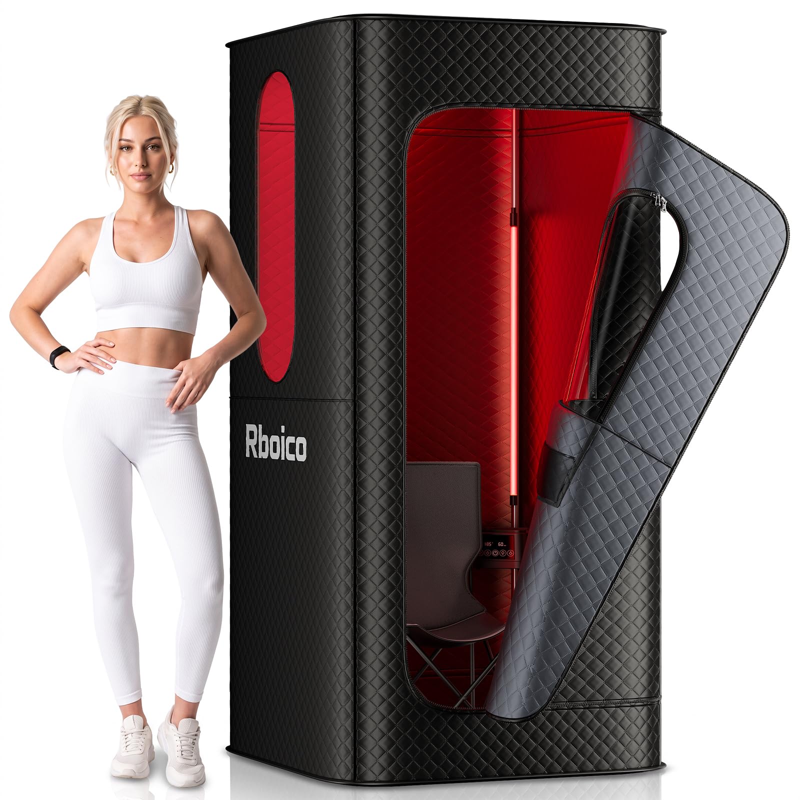 Rboico Portable Home Sauna, Dry Heat Sauna Box with Infrared Light | Foldable Ch