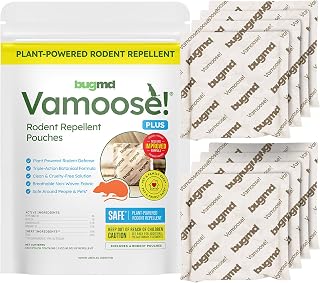 BugMD Vamoose! Plus Peppermint Oil Mouse Repellent (8 Pouches) | Natural Mice and Rat Deterrent for House, Garage, RV, Car and Storage, Plant-Powered Rodent Control | 2 Pack