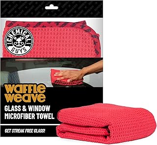 Chemical Guys, Waffle Weave Glass &amp; Window Microfiber Towel, Red, 24 x 16 | Waffle-weave towel wipes glass, mirrors and windows streak-free, scratch-safe for cars, home and mirrors