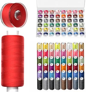 96Pcs Professional Sewing Thread Kit, 48 Colors 400 Yards/Spool, [Top Durability with 4-Ply Tight-Twist] AAA-Grade Polyester Thread with Prewound Bobbins, Sewing Machine Thread for Repair Quilting DIY