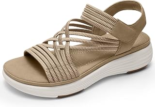 Vilanva Women's Comfortable Walking Sandals with Elastic Strap Light Weight Casual Summer Sandals for Trendy Footwear