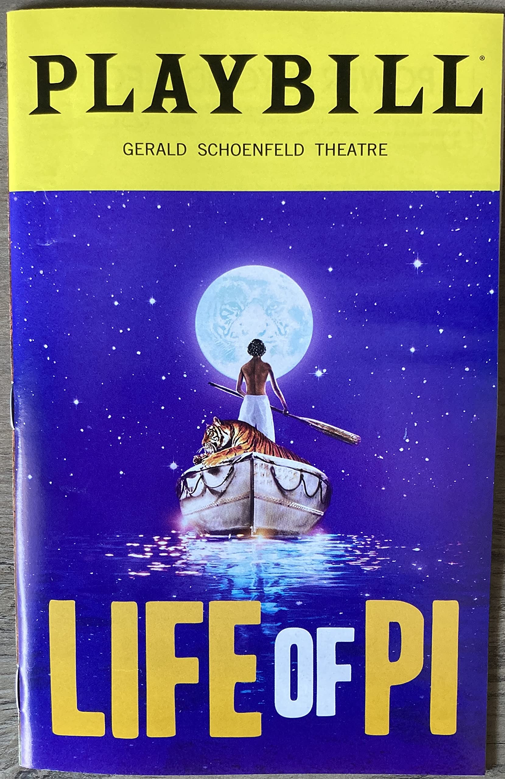 Brand New Color Playbill from Life of Pi at the Gerald Schoenfeld Theatre starri