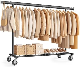 SONGMICS Clothes Rail on Wheels, Heavy Duty, 180 kg Load Capacity