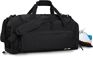 MIER Large Gym Bag for Men Sports Duffel Bag with Shoe Compartment 60L Lightweight Duffel Bag for Workout Fitness Travel, Black , 15.85 x 11.09 x 4.33 inches, Gym/Sports