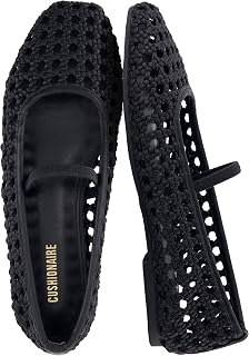CUSHIONAIRE Weavy Woven Ballet Flats for Women, Square Toe Mary Jane Flats