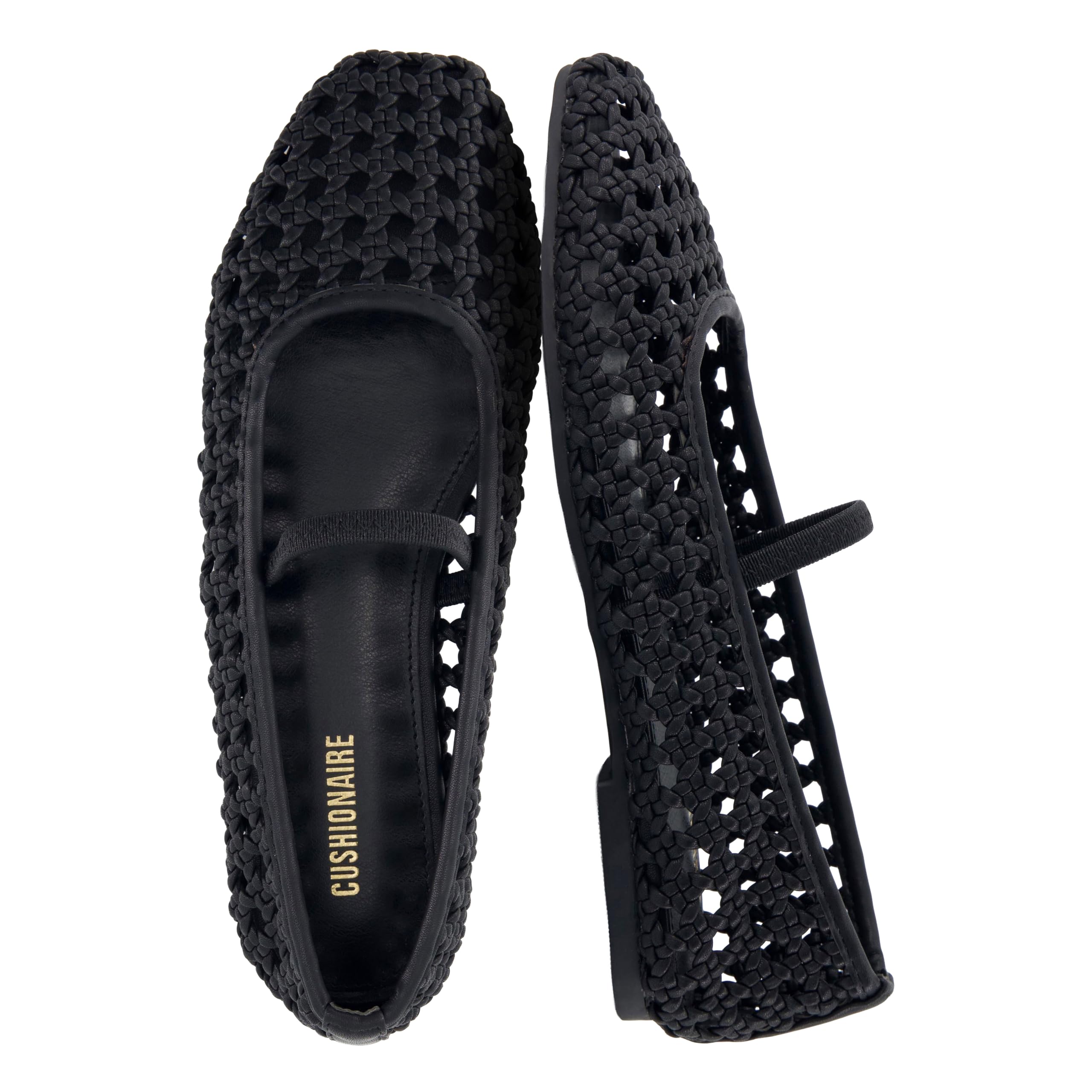 CUSHIONAIRE Weavy Woven Ballet Flats for Women, Square Toe Mary Jane Flats