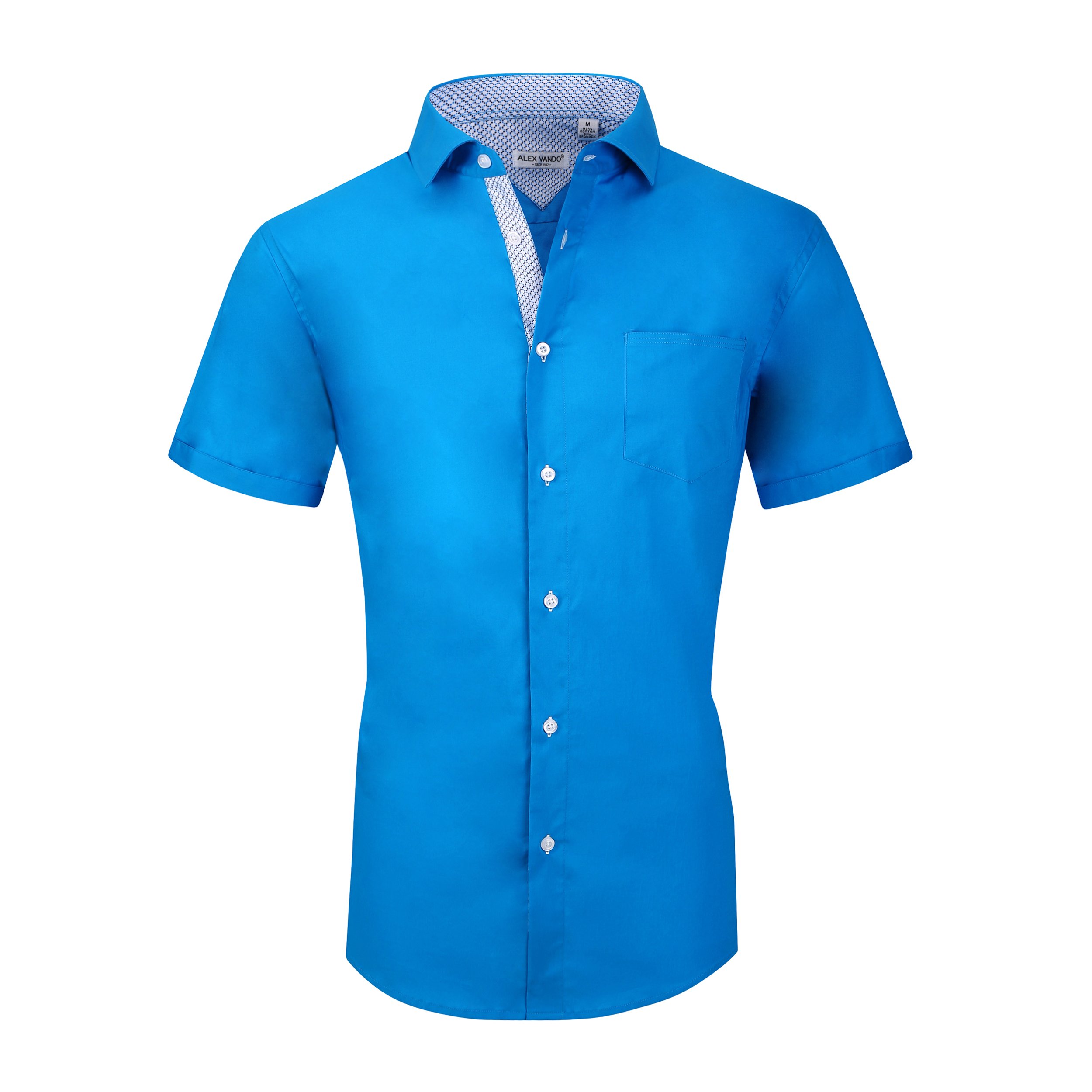 Alex Vando Camicia da uomo a 4 vie, elasticizzata, senza pieghe, vestibilità reg