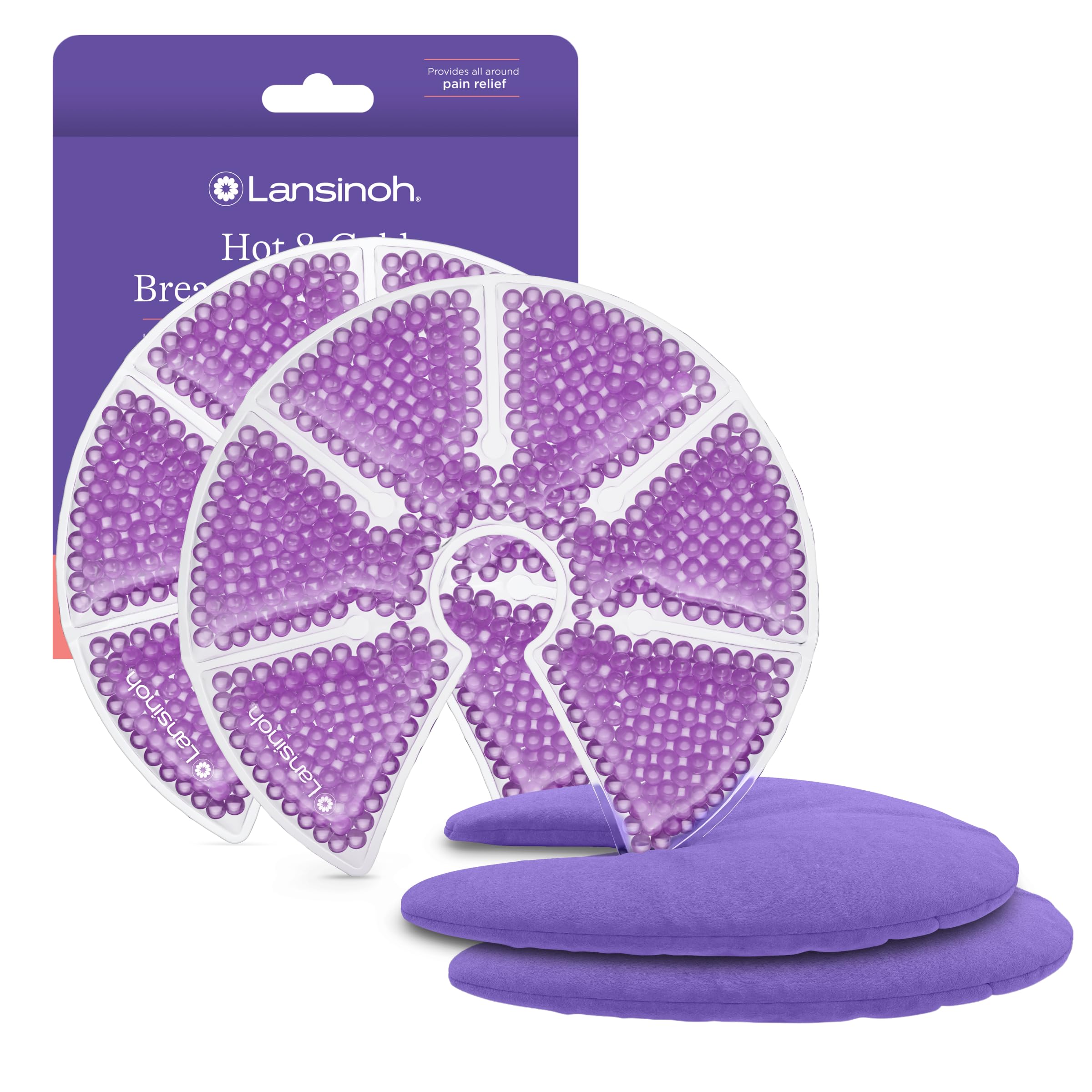Lansinoh Breast Therapy Packs with Soft Covers, 2 Pack | Hot and Cold Breast Pad