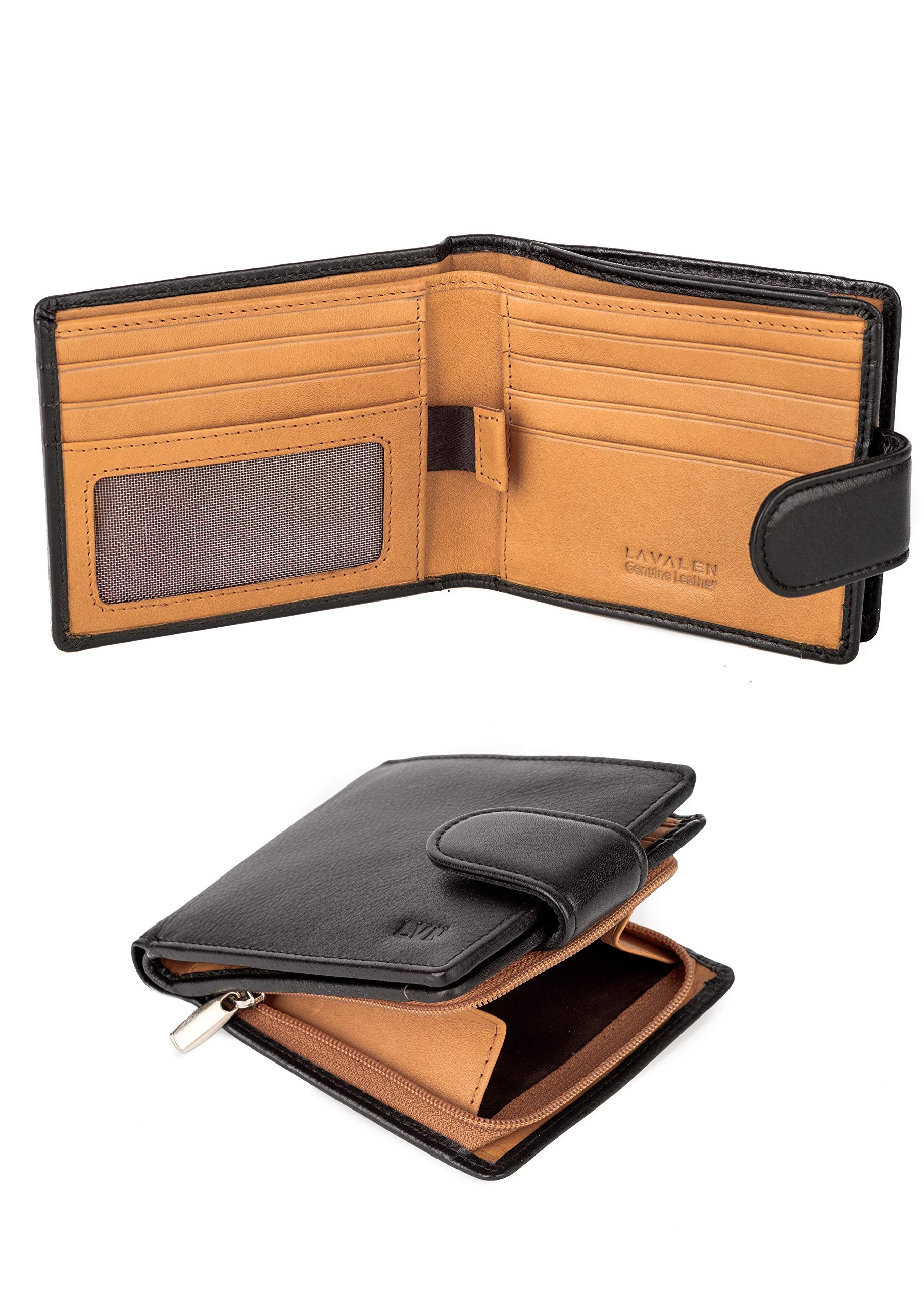 Men's Genuine Leather Coin Pocket Zip RFID Wallet
