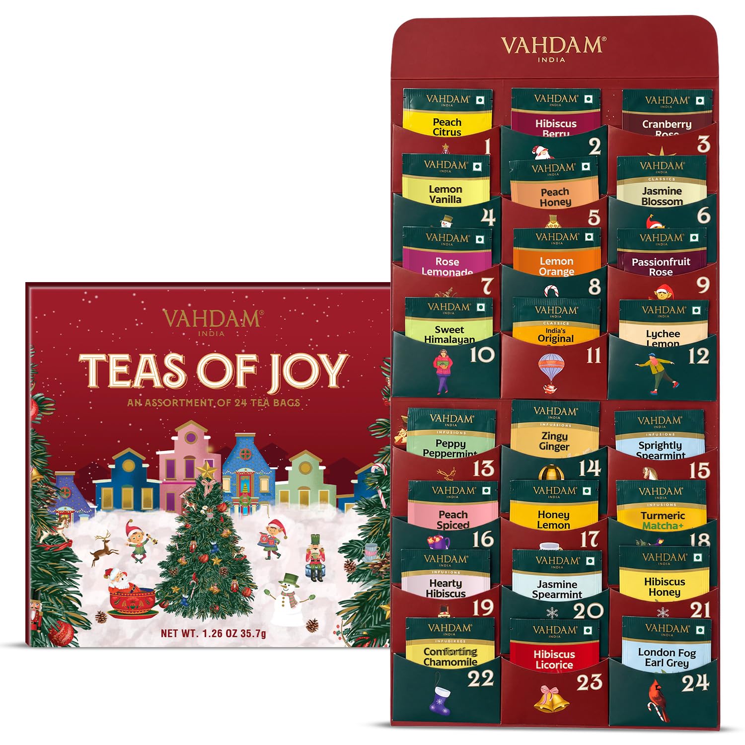 VAHDAM Teas of Joy - Tea Advent Calendar 2026 | 24 Unique TeaBags for Xmas | 24 
