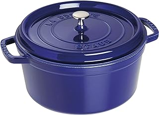 STAUB Cocotte Cast Iron Casserole Dish Suitable for All Hobs Including Induction, Round, 28 cm, 6.7 L, Made in France, Dark Blue