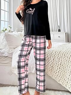 Set pigiama da donna in 2 pezzi, morbido e confortevole, maglietta e pantaloni, comodo pigiama per casa e relax