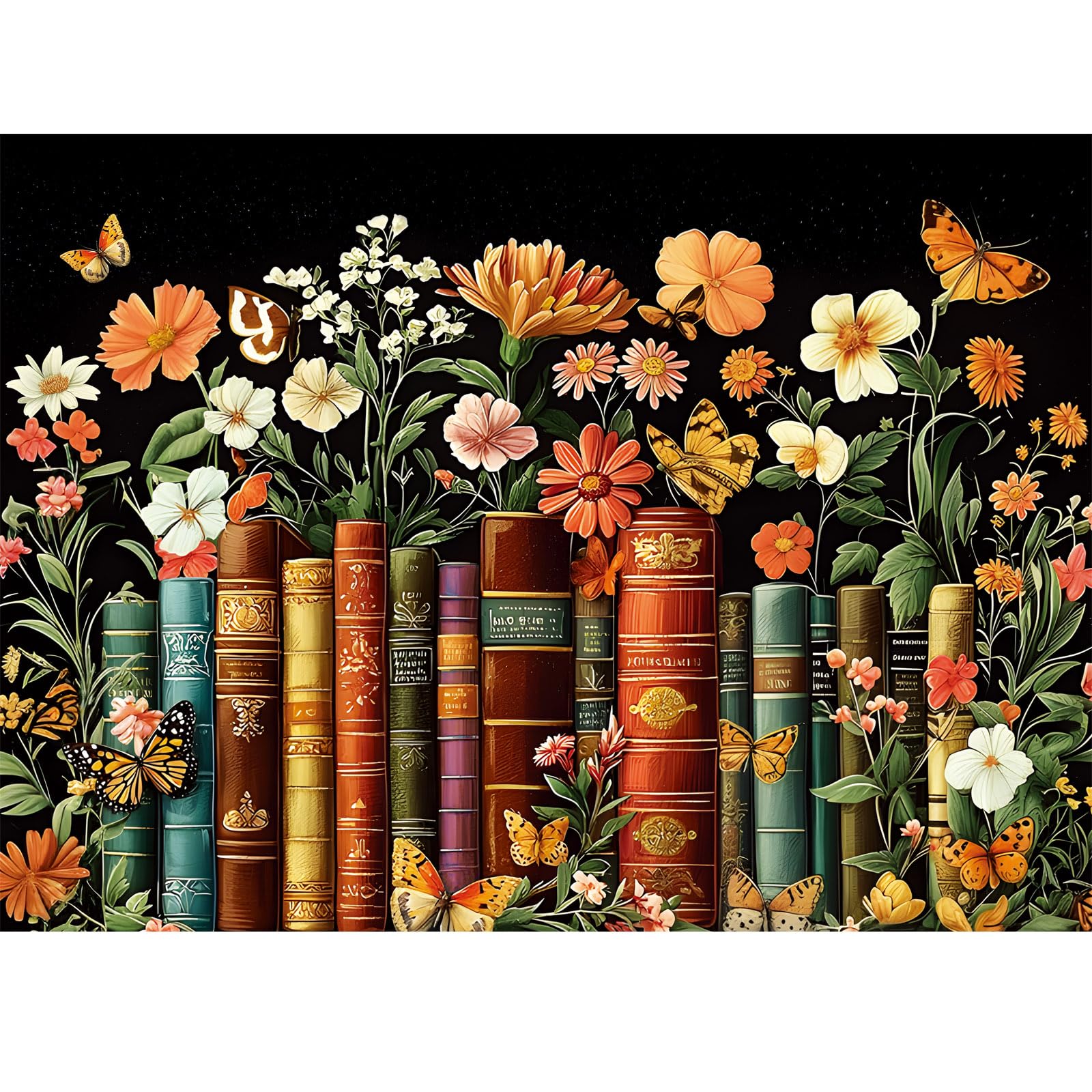 500 Piece Puzzle for Adults | Vintage Wildflowers Books Puzzle | Recycled Cardbo