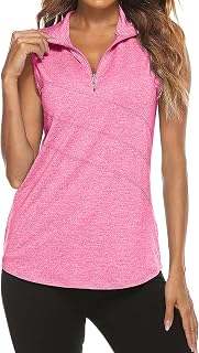 Tanst Sky Women's Sleeveless Golf Polo Shirts Quarter Zip Workout Tank Top Moisture Wicking Clothes