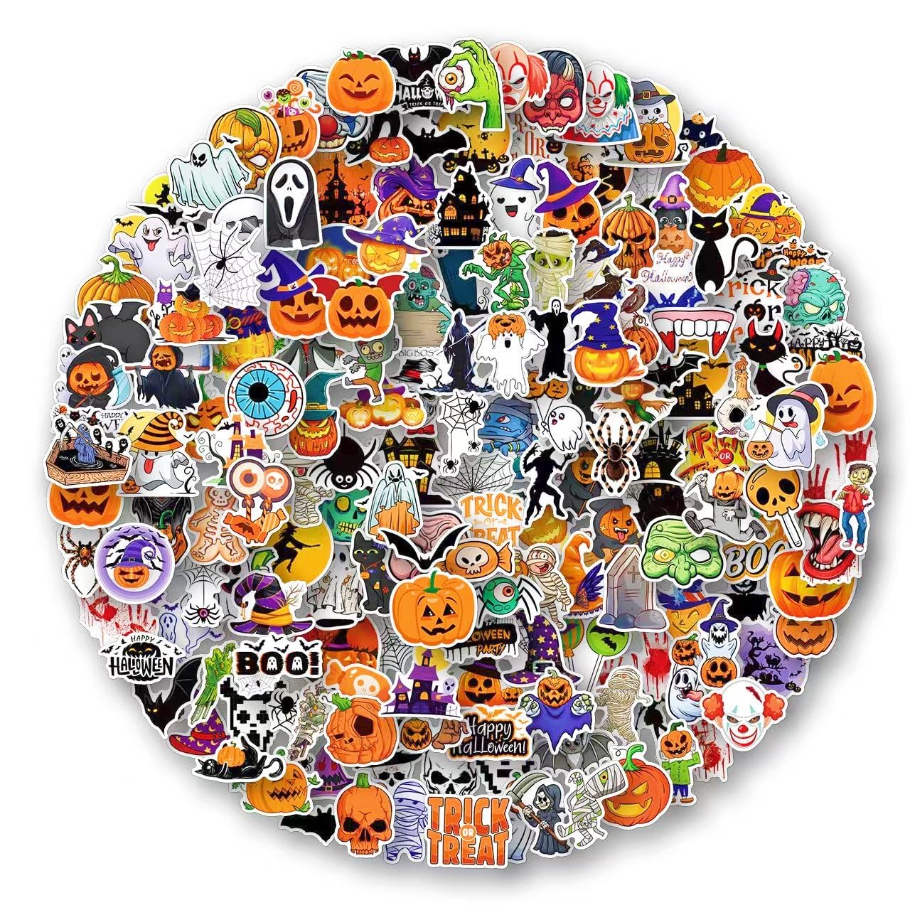 AOWDIAO 200 Pcs Halloween Stickers, Halloween Vinyl Stickers for Kids & Adults, 