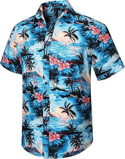 Hawaiian Shirt for Men Casual Summer Short Sleeve Beach Vacation Aloha Hawaii Button Down Shirt Holiday