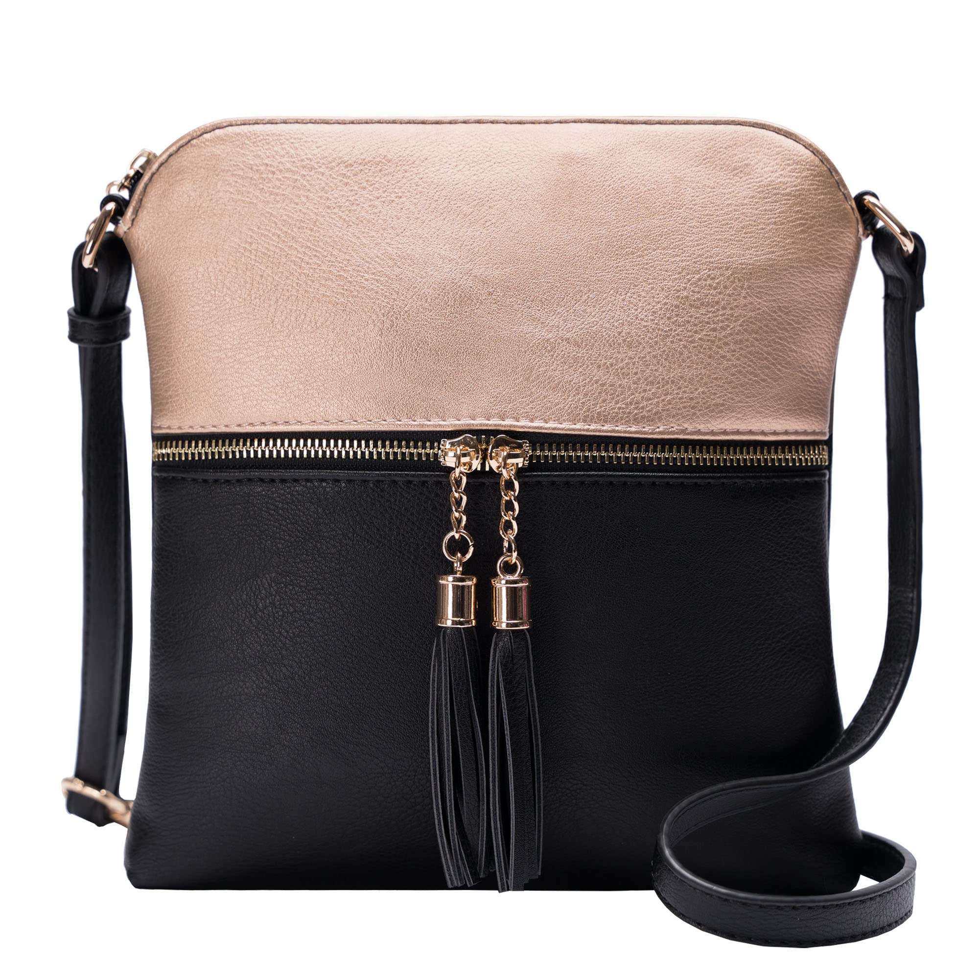 Solene Womens Lightweight Medium Crossbody Purse with Tassel, Perfect Size Cross