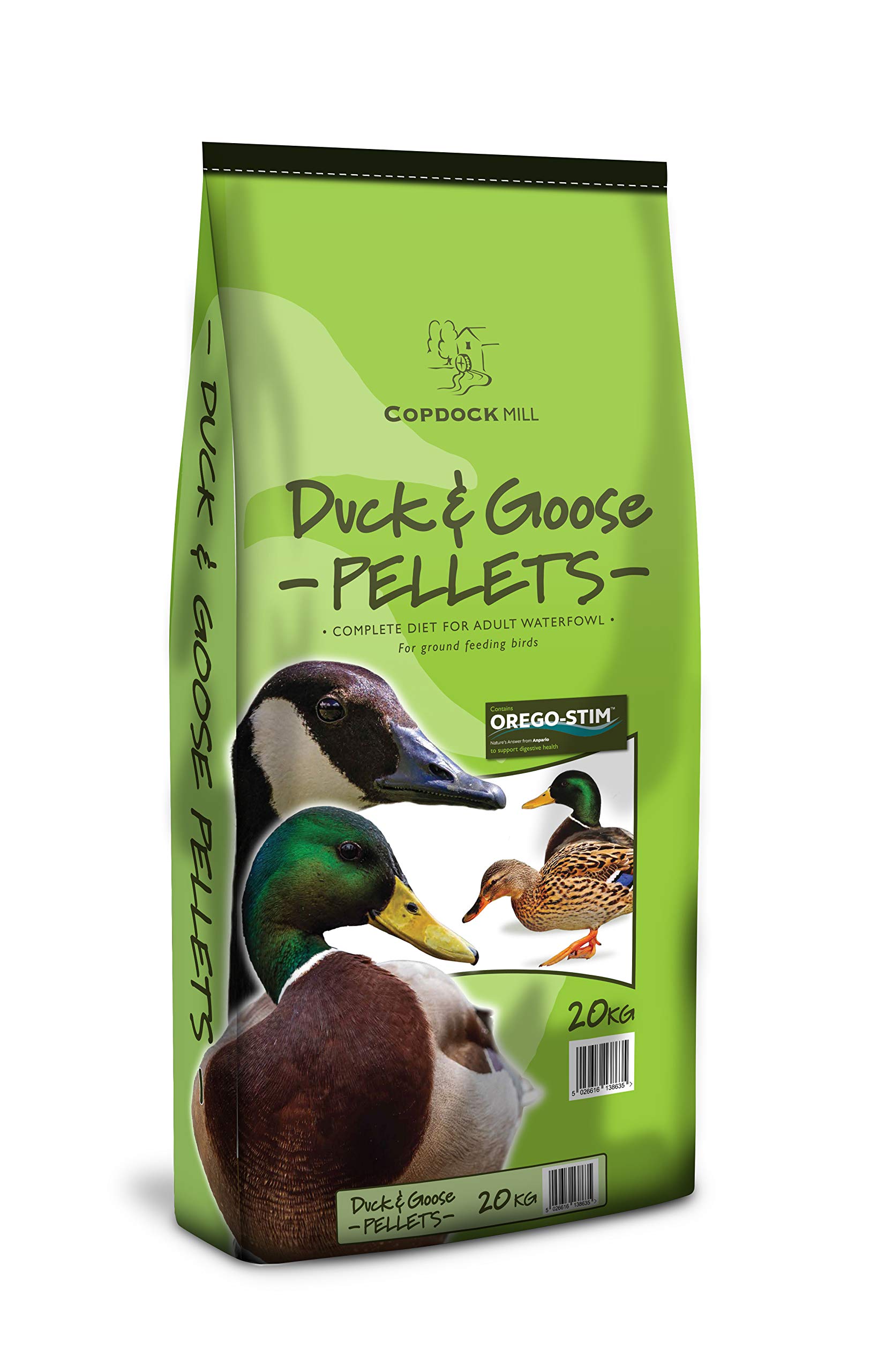 Copdock Mill Duck & Goose Pellets, 20kg | Complete Diet for Adult Waterfowl, Ide