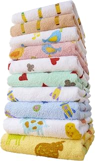 Kosugizen SV-2009-10 Face Towel, Well Printed Towel, Fancy 5 Patterns, 2 Colors x 1, 13.4 x 31.5 inches (34 x 80 cm), Easy to Dry, Thin Type, Bulk Value Pack, 10 Piece Set