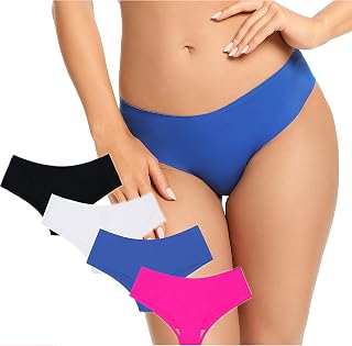 SHEKINI Women Invisible Underwear Ice Silk Bikini Panty Brief Knickers Hipsters Pack (X-Large, Assorted 2)