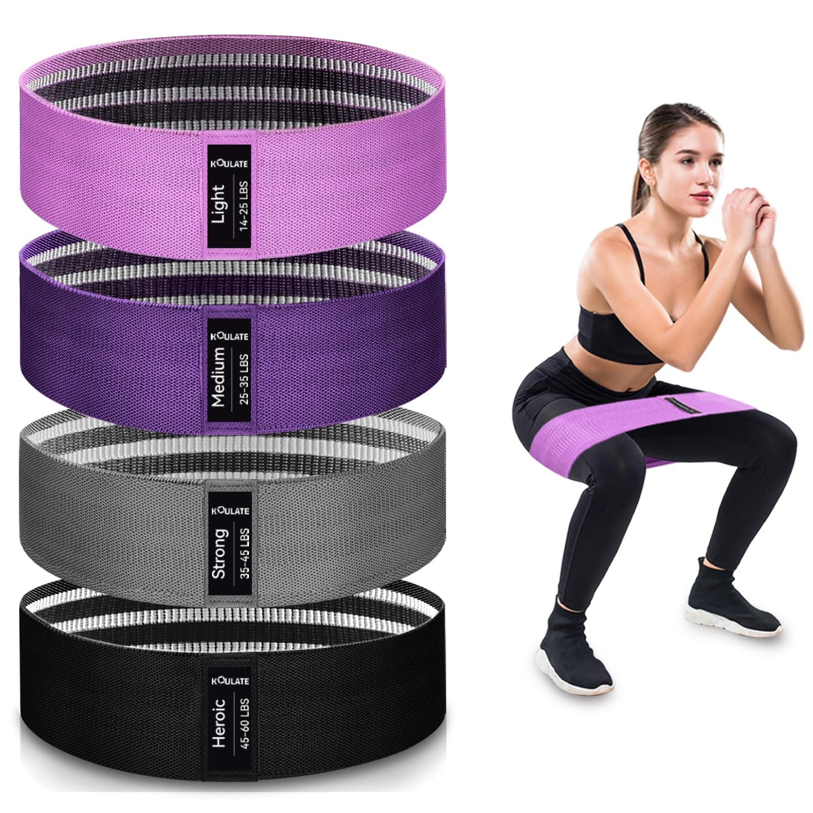 3 Levels Exercise Bands, Workout Fabric Resistance Bands for Women and Men