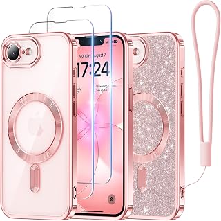 Meifigno for iPhone 17e & 16e Case with 2X Screen Protectors, Rose Gold