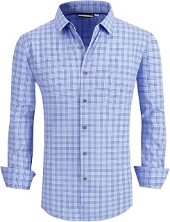 Alex Vando Mens Button Down Shirts Wrinkle Free 4-Way Stretch Print Business Casual Shirt
