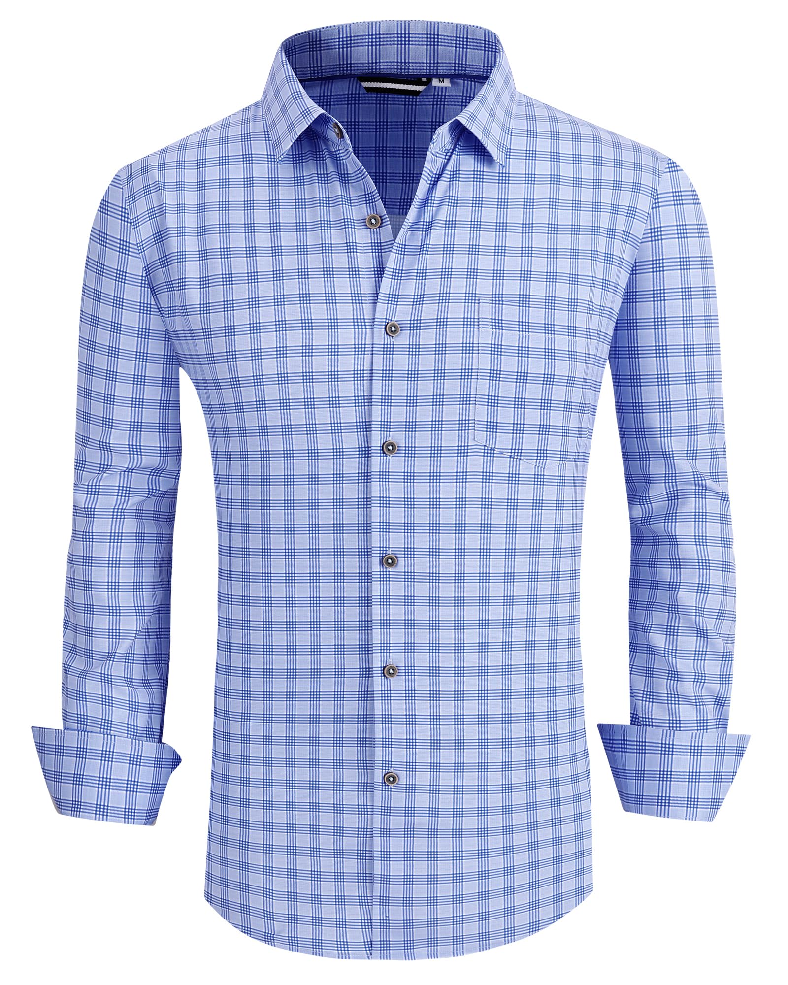 Alex Vando Mens Button Down Shirts Wrinkle Free 4-Way Stretch Print Business Cas