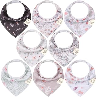 8-Pack Organic Baby Bandana Drool Bibs for Girls - Baby Bibs for Baby Girls, Baby Boys, Soft Cotton Bandana Bibs, Baby Drool Bib, Teething Bibs for Infant, Toddler, Bib Girl (Bloom)