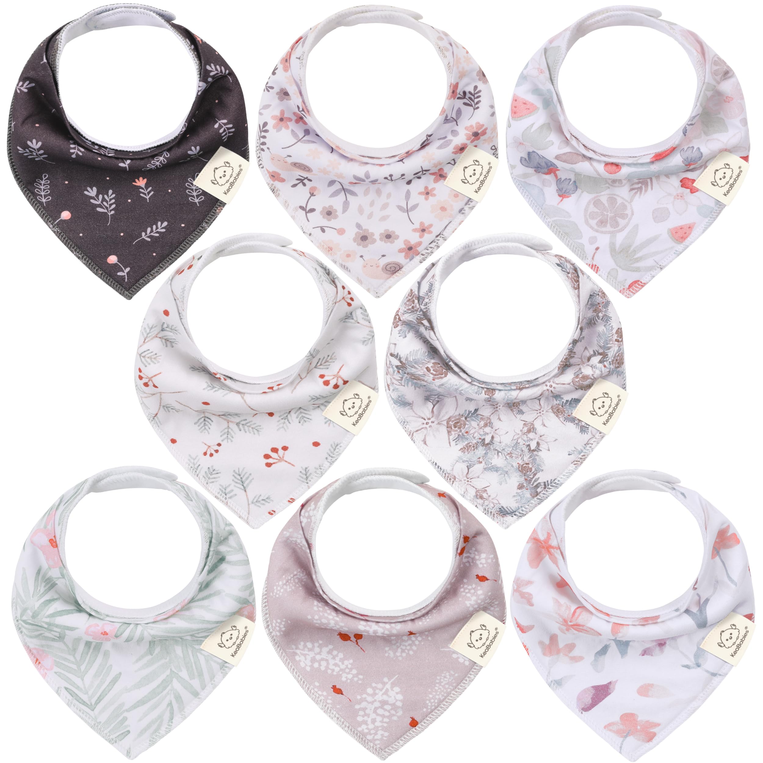 8-Pack Organic Baby Bandana Drool Bibs for Girls - Baby Bibs for Baby Girls, Bab