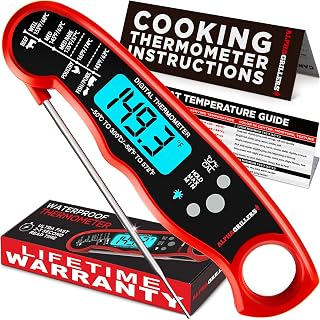 Alpha Grillers Instant Read Meat Thermometer Digital, Cooking, Food, Grill | 1-2 Second Ultra-Fast Response Time, Bright Backlit Display, Waterproof (IP67), Pre-Calibrated & Ready to Use