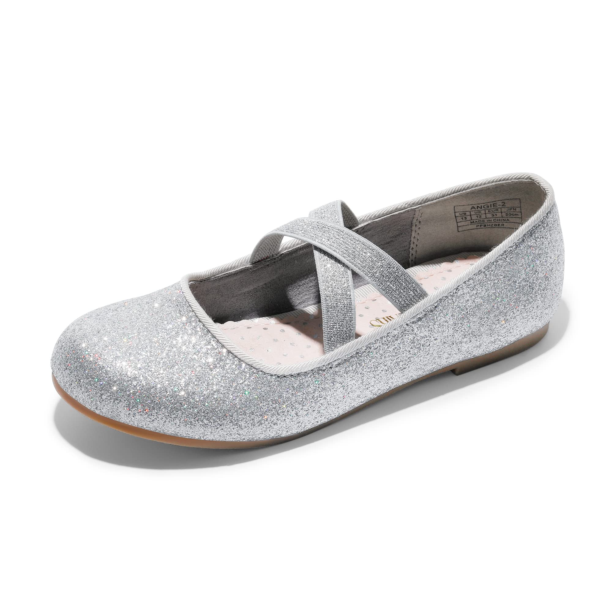 DREAM PAIRS Girls Glittered Ballet Flats