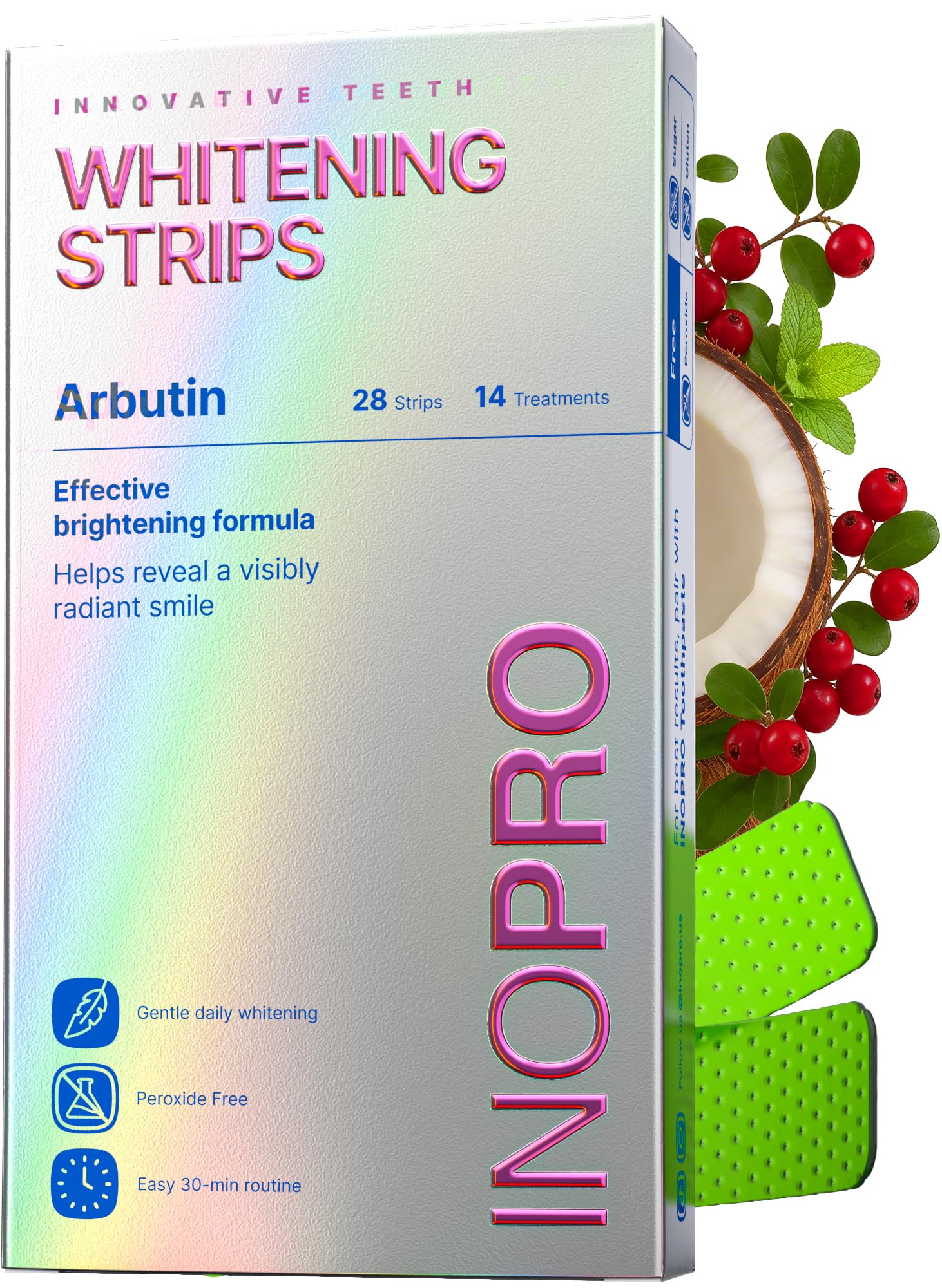 InoPro Teeth Whitening Strips for Sensitive Teeth, Peroxide Free Enamel Safe For