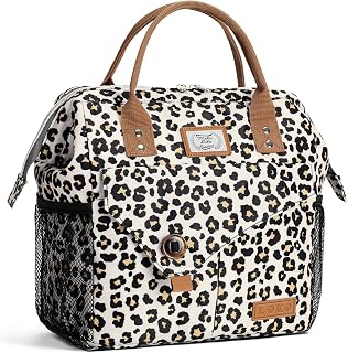 Lekesky 11L Insulated Lunch Bag for Women, Portable Cool Bag Lunch Tote Bags for Work School Picnic Travel, Leopard
