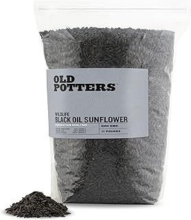 Old Potters Wildlife Black Oil Sunflower Seeds, 12 lbs | For Birds and Wildlife, Non-GMO, USA Grown on Small Farms