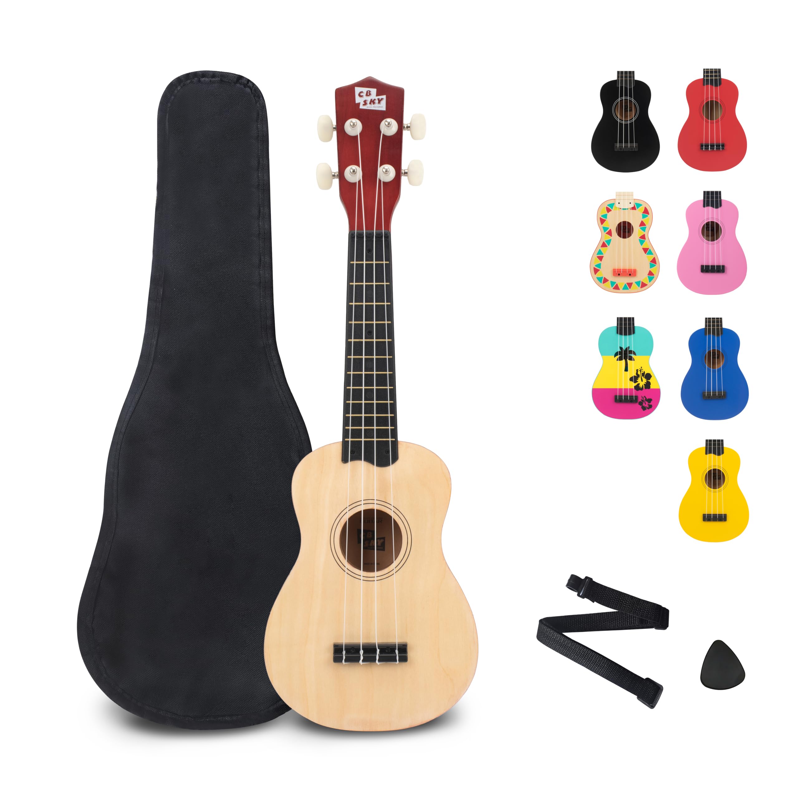 CB Sky Soprano Ukulele 21"/53cm beginners, students kids guitar (Natural)
